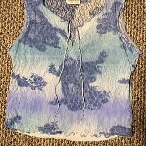Vintage Y2K Women’s Medium Fashion Bug Fairy Cottagecore Blouse Mesh Blue Tank